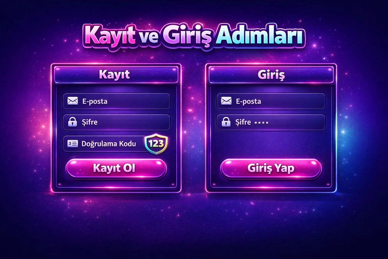 Kayit ol ve giris yap ekran adimlari